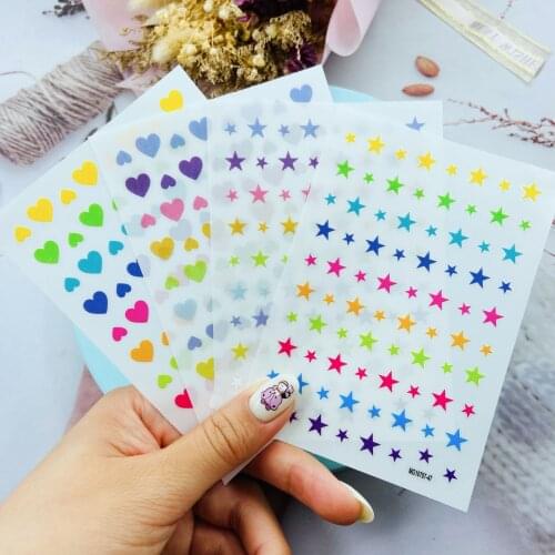 Fluorescent Love Star Pattern Nail Sticker Self-adhesive Transfer Decal Slider DIY Tips Nail Art Decorations Manicure Package