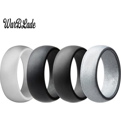 4pcs/set 8mm 6-12 Size Food Grade FDA Silicone Ring Hypoallergenic Crossfit Flexible 100% Silicone Finger Rings For Men Women