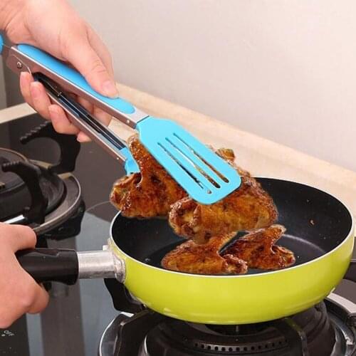 Hot Kitchen Cooking Salad Serving BBQ Tongs Stainless Steel Handle Grilling Tool