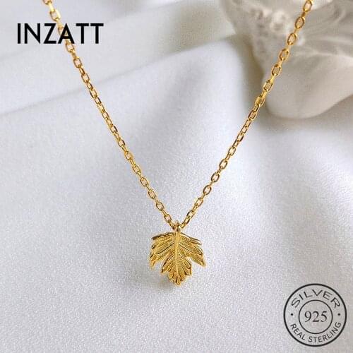 INZATT Real 925 Sterling Silver gold Tree Pendant Necklace For Fashion Women Trendy Fine Jewelry cute Accessories Gift