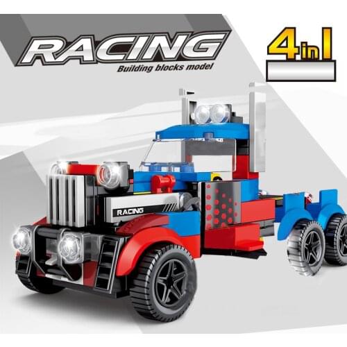 4 IN 1 Racing car Building Block Small 2020 Mini Truck Brick Boy Children Gift Education Toys for Girls Accessories Blocks 31007