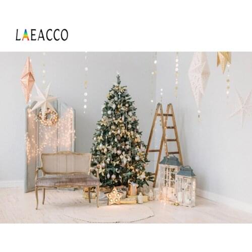 Laeacco Christmas Bulb Light Lantern Candle Star Tree Party Decor Child Living Room Photography Background Photo Backdrop