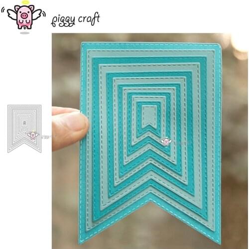 Piggy Craft metal cutting dies cut die mold 12Pcs Dotted banner frame Scrapbook paper craft knife mould blade punch stencils die