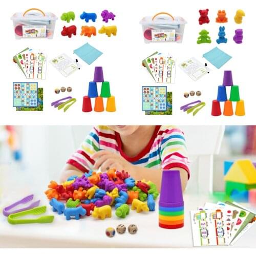 Montessori Counting Bear Sorting Dice Cognition Matching Toddler Game Math Educational Toys Color Recognition