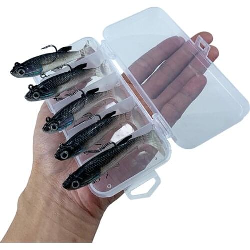 5Pcs 8cm 12g Fishing Soft Bait set T Tail Lead fish Lure Sequin Swing Jig head Sea Bass Pike Jerkbait Swimbait Pesca Wobblers
