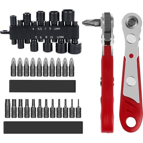 Combination Hand Tool Kit Ratchet Wrench Socket Wrench Phillips/Torx Screwdriver Bits 1/4'' Hex Shank DIY Tools