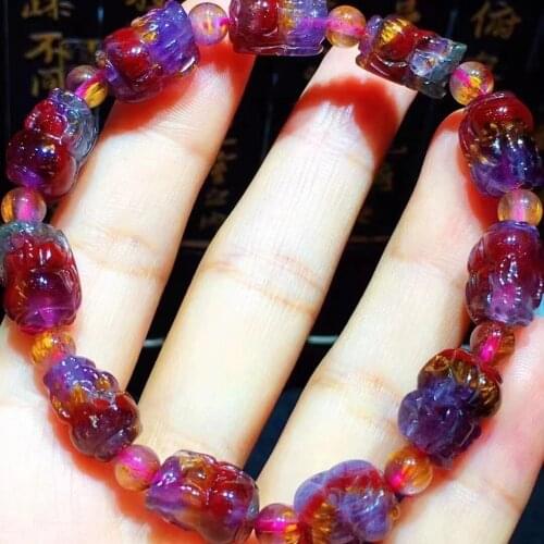 Natural Auralite 23 Cacoxenite Canada Pi Xiu Bracelet 13.3x8.8x8.2mm Women Men Beads Stretch Rarest Jewelry AAAAA