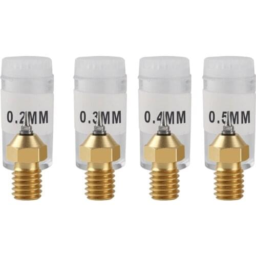 Aibecy 3D Printer Parts M6 Threaded Brass Nozzle Adapter Set Tip 0.2mm 0.3mm Optional Print for V5 V6 Hotend 1.75 Filament