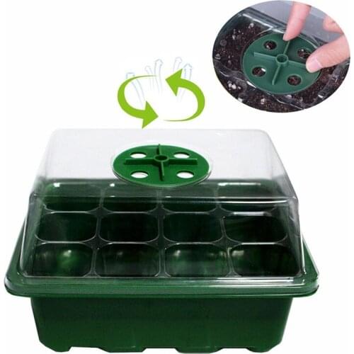 12 Holes Plastic Nursery Pot Planting Seed Tray Plant Germination Box with Lid Garden Seeds Grow Box Nursery Pot Garden Supplies