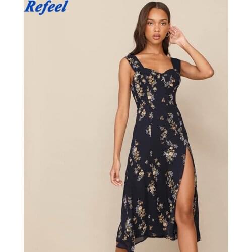 Spring summer women dress floral print spaghetti straps v neck backless sexy beach boho long dress with ruffles mujer