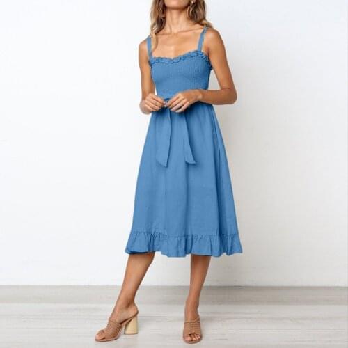 Sling Wrapped Chest Square Collar Sleeveless Pure Color Small Fresh Style Ladies Dress College Student Skirt Elegant Hedging