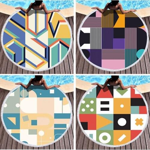 1 Pcs Stitching Square Pattern Plaid Printing Beach Towel Microfiber Digital Pool Beach Towel Toalla Blanket Shower Beach Towel