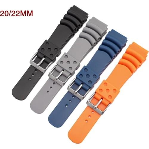 20mm 22mm Sport Silicone Strap Waterproof Diving Black Rubber Men Replacement Band Bracelet Watch Accessories for Seiko Casio