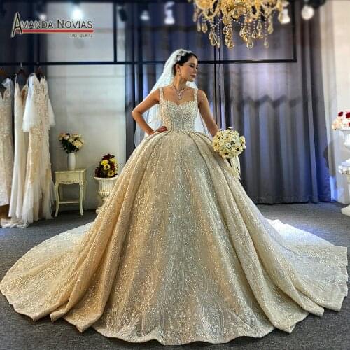 Luxury Full Beading Lace Wedding Dress Amanda Novias Original design real work 2021