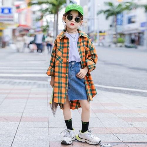 Girls Plaid Shirt 2021 Spring Girls Clothes Teenage School Girl Shirts for Girls Blouse Children Plaid Blouse 4-14T Kids Clothes
