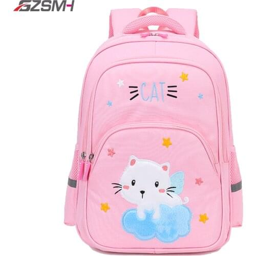 Children Backpacks Cute Cat Backpacks Blue Student Large Capacity Waterproof Schoolbag for Girls Multifunctional Canvas Backpack