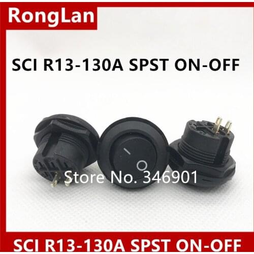 [SA] R13-130A Taiwan New SCI black feet two tranches of a circular single rocker switch rocker switch--50pcs/lot