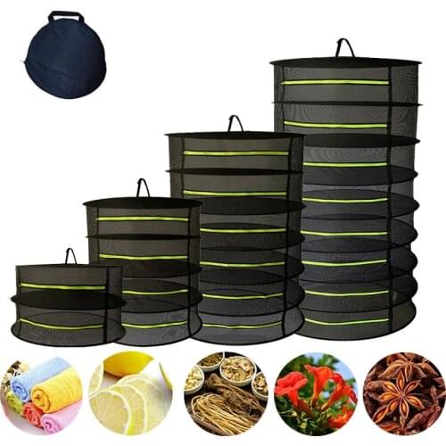 1Pc 2/4/6/8 Layers Foldable Fabric Drying Nets Zipper Closure Herb Drying Rack Windproof Outdoor Indoor Hanging Dryer Bag