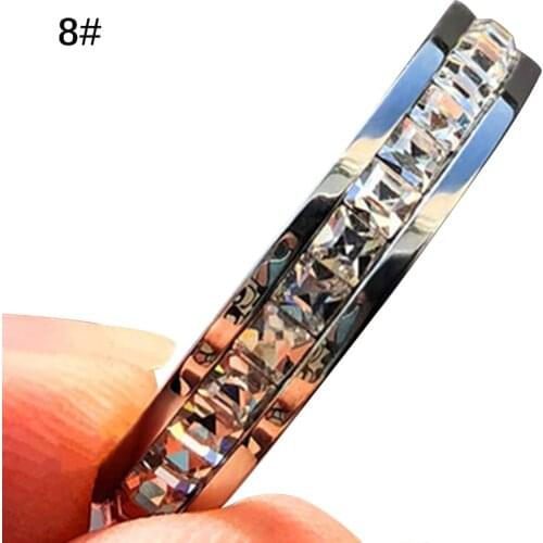 Boho Female Crystal CZ Stone Ring Vintage Stainless Steel Women Wedding Rings Fashion Promise Yellow Gold Engagement Ring