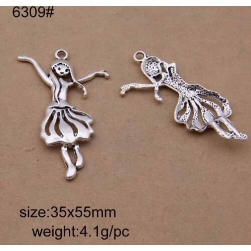 Alloy Girl Spring Charms Antique Silver Plated Pendant Bracelets Necklace Jewelry Making Accessories DIY 35x55mm