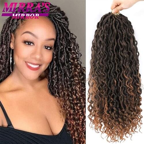 Curly Faux Locs Crochet Hair 14/20 Inch Goddess Locs Crochet Hair For Black Women Synthetic Pre Looped Soft Crochet Faux Locks