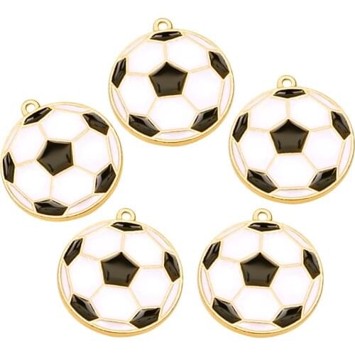 20Pcs New Jewelry Findings Basketball Sports Soccer Pendant Handmaking Alloy Oil Drop Earring Necklace Charms