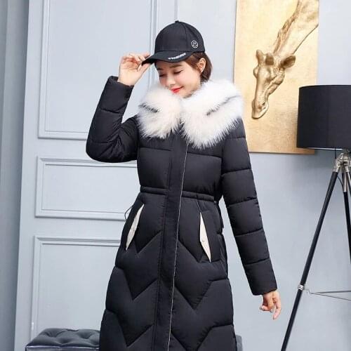 AECU Womens Long Parkas Winter Plus Size Coats Female Outerwear Plaid Hooded Warm Cotton Women Large Size Basic Tops