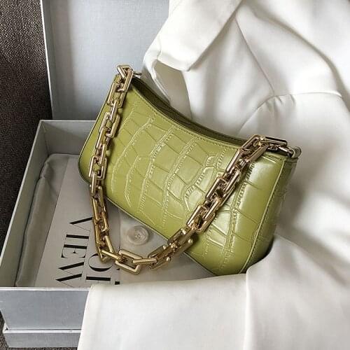 Stone Pattern PU Leather Armpit Bag For Women 2021 Solid Color Chain Shoulder Handbags Female Travel Fashion Hand Bag S2479