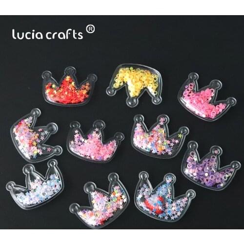 Lucia craffs Glitter Transparent Star Crown Heart Girl Hair Accessories DIY Hair Pins Clip Material D0214