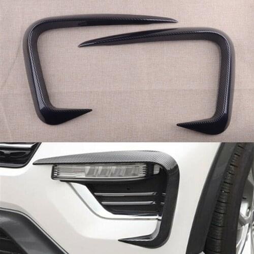 1 Pair Left & Right Front Fog Lamp Light Eyebrow Cover Trim Carbon Fiber Style ABS Fit for Ford Explorer 2021 2020