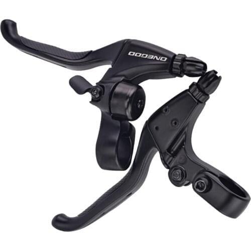 1 Pair MTB Road Bike Brake Levers Set Aluminum Alloy Bicycle Handle 2-finger Left & Right Brake Lever With Bell V-Brake