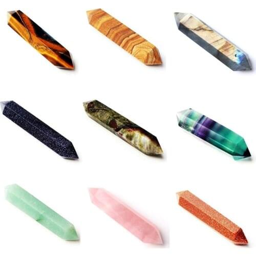 1pc 55-60mm Natural Blue Sandstone Crystal Obelisk DT Wand Reiki Healing Pendant Necklace Gift