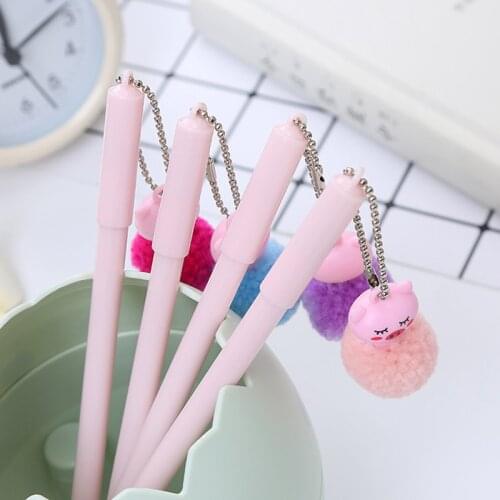 1 Pieces Lytwtws Korean Stationery Pig Ball Pendant Gel Pen School Officel Supplies Stationery Cute Kawaii Sweet Pens