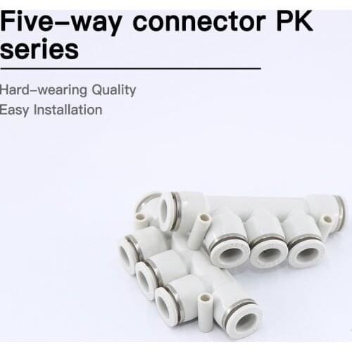 1pcs Pneumatic reducer PK five-way PK4 PK6 PK8 PK10 PK12 pneumatic air tube cylinder quick plug connector white