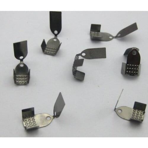 200 Gunmetal Crimp Beads End Caps With Tongue 11x6mm