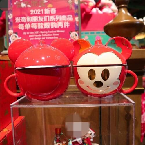 2021 Chinese New Year Shanghai Disney Mug with Cap Mickey Decoration gift AG2378