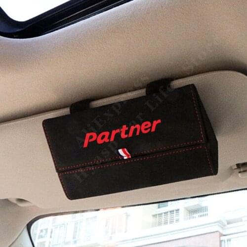 Car Sunglass Holder for Peugeot Partner Sun Visor Car Sunglasses Case Organizer Glasses Storage Box Turn Fur Leather