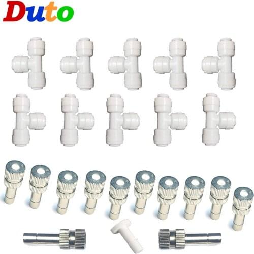 Free shipping DIY misting kits 12pcs quick connector nozzle kits 10pcs 3way-connector 1pcs end plug for misting cooling system