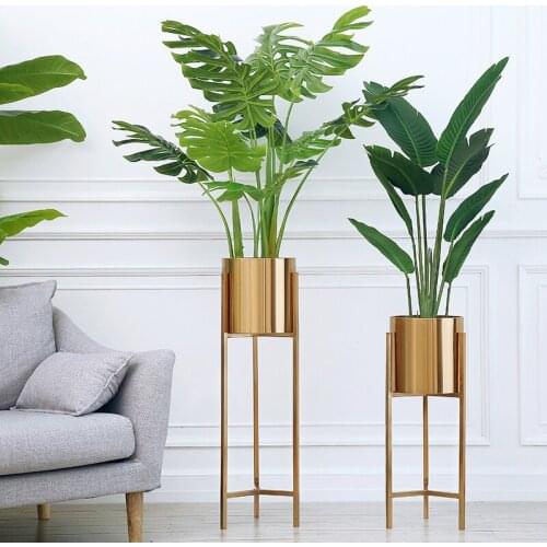 Wrought Iron Flower Pot Home Decoration Floor Flower Pot Simple Golden Vase plant pots plant pot office decor