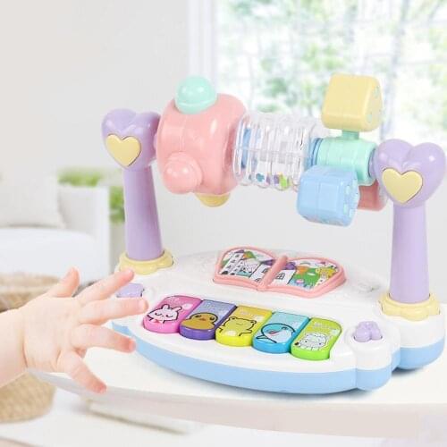 Electronic Keyboard Music Rotating Rattle Knock Mole Game Kids Educational Toys for Children Toy Birthday Gift