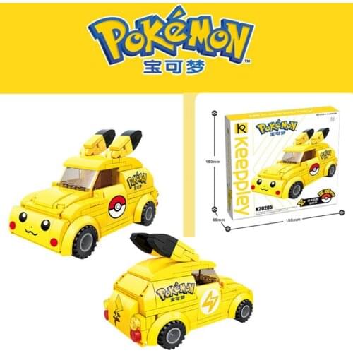 Pokemon Figure Toys Pokémon Pikachu Original Box Big Granule Blocks Car Bus Model Child Puzzle Toy Birthday Christmas Gift
