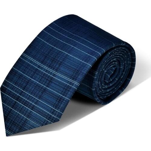 8CM Wide Blue 100% Silk Ties for Men Wedding Party Business Suit Dresses Necktie With Gift Box