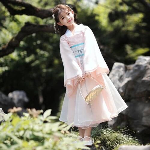 H2512 Girls Hanfu Chinese Style Tang Costumes Ancient Fairy Children Dance Performance Dress Summer Han Dynasty Princess Dresses