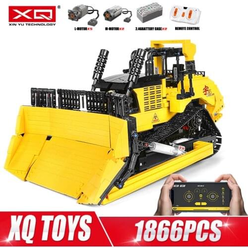 HB 22011 High-Tech Car Toys MOC 20008 APP RC Motorized Bulldozer Set Crane Dump Truck Building Blocks Kids Christmas Gifts