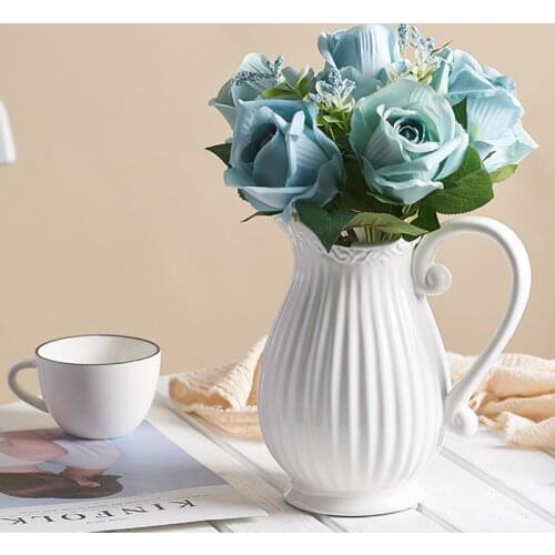 Ceramic Kettle Flower Vases for Living Room Decoration White Vase for Flower Arrangement Home Decor Creativity Tabletop Vase