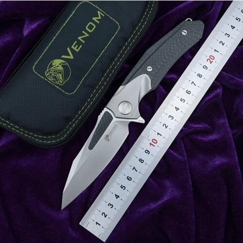 KEVIN JOHN VENOM ATTACKER Flipper knife M390 blade titanium carbon fiber handle camping survival outdoor knife tool
