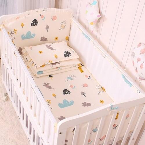 5pcs/set Summer Baby Bedding Set Newborn Crib Around Protector Bumper Cushion Infant Cot Bed Fence Set Breathable Baby Sheet