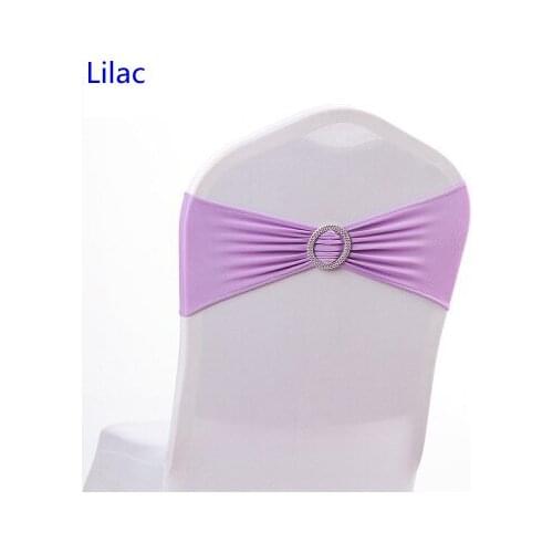 Lilac Colour Spandex Chair Sash Wedding Chair Sashes With Round Buckle Lycra Stretch Sash For Chair Spandex Band Universal
