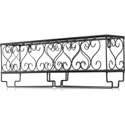 Wine Rack Wall Mounted - Wine Bottle Holder Holds 6 Wine And Stemware Glasses, Kitchen Metal Wine Storage Decor Black