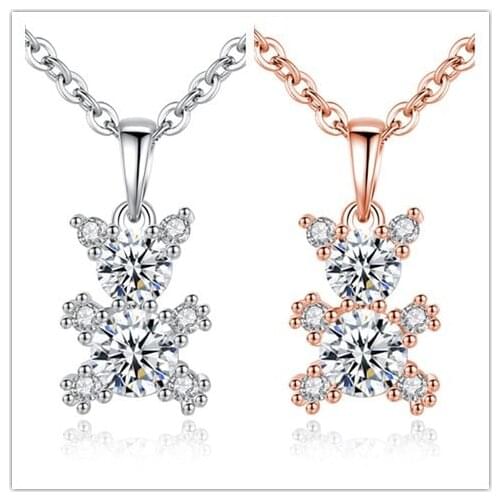 2021 New Best Quality Fashion wild Simple bear necklace hot personality pendant Crystal from Austrian Fine jewelry For Women